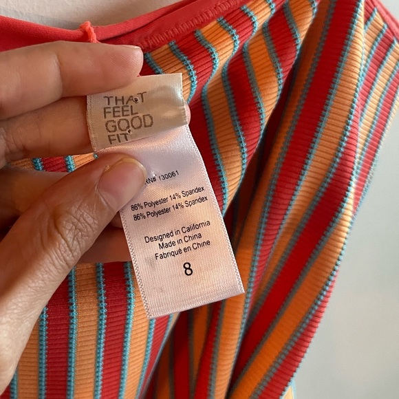 L*Space Belted Striped Orange and White Swimsuit - Picture 5 of 11